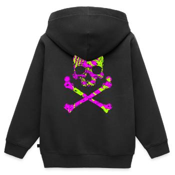 Crâne avec os - Sweat Premium à capuche zippé enfant bio - noir - Dos - AI Model Kid Male (0cm)