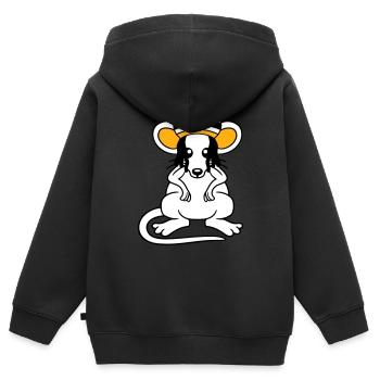 Souris Raggae Jamaica Chapeau Rasta Lure Chill Hat - Sweat Premium à capuche zippé enfant bio - noir - Dos - AI Model Kid Male (0cm)