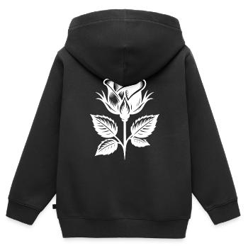 Blütenpracht dekoratives stilvolles Rosenmotiv - Kinder Premium Organic Zip Hoodie - Schwarz - Hinten - AI Model Kid Male (0cm)