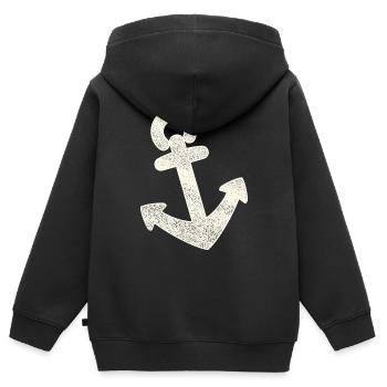 Anker distressed - Kinder Premium Organic Zip Hoodie - Schwarz - Hinten - AI Model Kid Male (0cm)