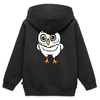 Eule Vogel Uhu Nachtvogel Schleiereule Kauz Comic - Kinder Premium Organic Zip Hoodie - Schwarz - Hinten - AI Model Kid Male (0cm)