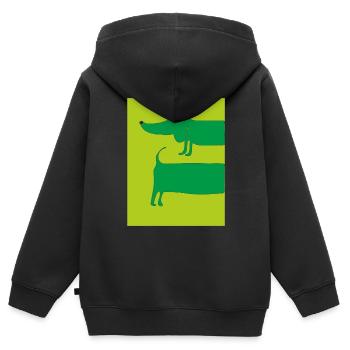 dackelhund gruen - Kinder Premium Organic Zip Hoodie - Schwarz - Hinten - AI Model Kid Male (0cm)
