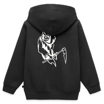 sensemann - Kinder Premium Organic Zip Hoodie - Schwarz - Hinten - AI Model Kid Male (0cm)