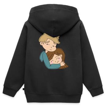 Cuddle Overload - Kids Premium Organic Zip-up Hoodie - black - Back - AI Model Kid Male (0cm)