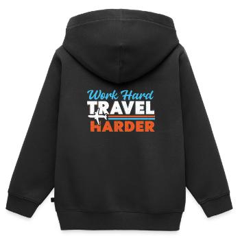 Reisen Reise Urlaub Ferien Verreisen - Kinder Premium Organic Zip Hoodie - Schwarz - Hinten - AI Model Kid Male (0cm)