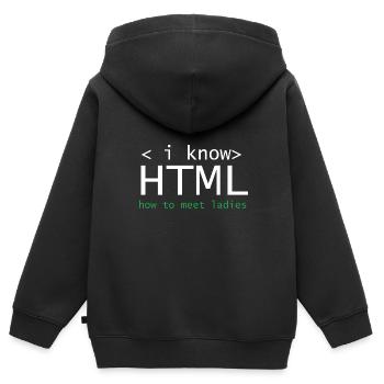 HTML Editor Hypertext Markup Language Webdokument - Kinder Premium Organic Zip Hoodie - Schwarz - Hinten - AI Model Kid Male (0cm)