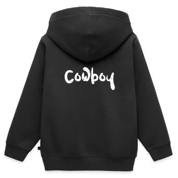 Cowboy - Texas - Sweat Premium à capuche zippé enfant bio - noir - Dos - AI Model Kid Male (0cm)