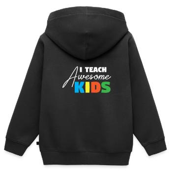 Enseignant Enseignant Enseignant école primaire Enseignant d’école - Sweat Premium à capuche zippé enfant bio - noir - Dos - AI Model Kid Male (0cm)