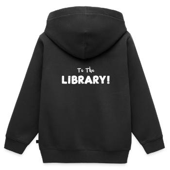 To The Library! - Reading - Kids Premium Organic Zip-up Hoodie - black - Back - AI Model Kid Male (0cm)