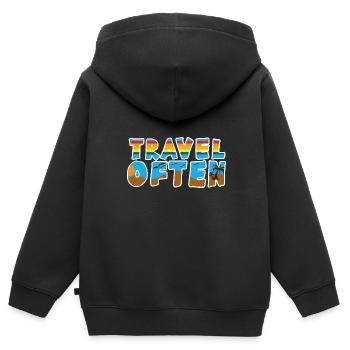 Reisen Reise Urlaub Ferien Verreisen - Kinder Premium Organic Zip Hoodie - Schwarz - Hinten - AI Model Kid Male (0cm)