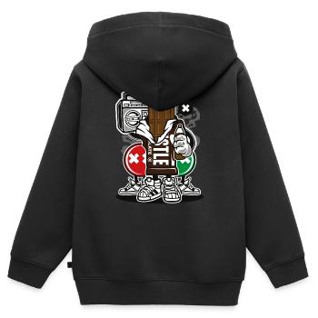 CHOCOLAT STREET - cadeau de bande dessinée comique drôle - Sweat Premium à capuche zippé enfant bio - noir - Dos - AI Model Kid Male (0cm)