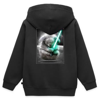 Koala Force - Sweat Premium à capuche zippé enfant bio - noir - Dos - AI Model Kid Male (0cm)