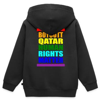Boycott Qatar Katar Human Rights Matter Spruch - Kinder Premium Organic Zip Hoodie - Schwarz - Hinten - AI Model Kid Male (0cm)
