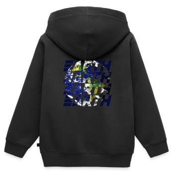Erd-Design - Kinder Premium Organic Zip Hoodie - Schwarz - Hinten - AI Model Kid Male (0cm)