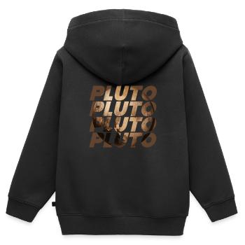 Pluto Design - Kinder Premium Organic Zip Hoodie - Schwarz - Hinten - AI Model Kid Male (0cm)