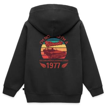 Ich bin nicht alt, ich bin ein Klassiker - Kinder Premium Organic Zip Hoodie - Schwarz - Hinten - AI Model Kid Male (0cm)
