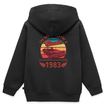 Ich bin nicht alt, ich bin ein Klassiker - Kinder Premium Organic Zip Hoodie - Schwarz - Hinten - AI Model Kid Male (0cm)