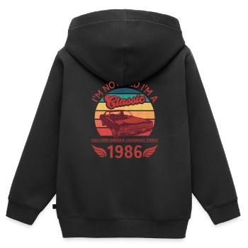 Ich bin nicht alt, ich bin ein Klassiker - Kinder Premium Organic Zip Hoodie - Schwarz - Hinten - AI Model Kid Male (0cm)