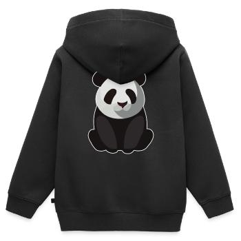 BABY PANDA SITZEND - Kinder Premium Organic Zip Hoodie - Schwarz - Hinten - AI Model Kid Male (0cm)