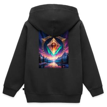 Feuer Kristall - Kinder Premium Organic Zip Hoodie - Schwarz - Hinten - AI Model Kid Male (0cm)