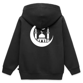 Moschee Silhouette mit Halbmond: Islamische Kunst - Kinder Premium Organic Zip Hoodie - Schwarz - Hinten - AI Model Kid Male (0cm)