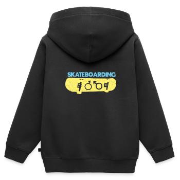 Skateboard Skateboard Skate Skater Skateboard - Sweat Premium à capuche zippé enfant bio - noir - Dos - AI Model Kid Male (0cm)