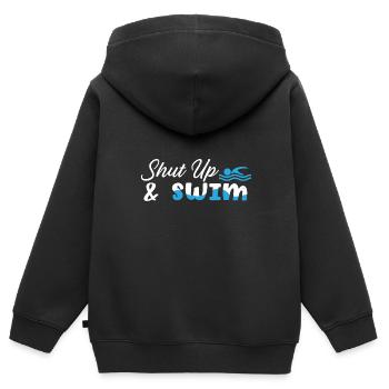Schwimmer Schwimmen 50 Meter Bahn Brustschwimmen - Kinder Premium Organic Zip Hoodie - Schwarz - Hinten - AI Model Kid Male (0cm)