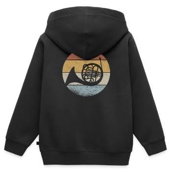 Retro Waldhorn Hornist Orchester Horn Musiker - Kinder Premium Organic Zip Hoodie - Schwarz - Hinten - AI Model Kid Male (0cm)