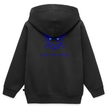 leopard, save the earth, with shining blue eyes - Kids Premium Organic Zip-up Hoodie - black - Back - AI Model Kid Male (0cm)