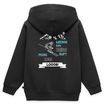 Wenn der Berg ruft Ski Wintersport Design Geschenk - Kinder Premium Organic Zip Hoodie - Schwarz - Hinten - AI Model Kid Male (0cm)