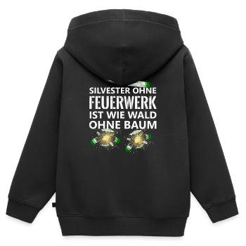 Silvester Feuerwerk Pyro Muss sein - Kinder Premium Organic Zip Hoodie - Schwarz - Hinten - AI Model Kid Male (0cm)