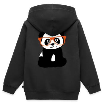 Panda mit Brille - Kinder Premium Organic Zip Hoodie - Schwarz - Hinten - AI Model Kid Male (0cm)