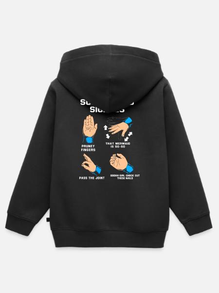 Taucher Handzeichen Scuba Diving - Premium børne zip-hættetrøje økologisk - sort