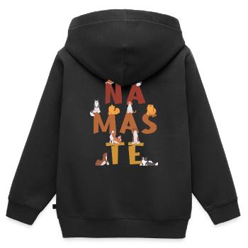 Namaste, Entspannung und Meditation mit Hund - Kinder Premium Organic Zip Hoodie - Schwarz - Hinten - AI Model Kid Male (0cm)