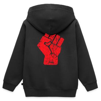 Erhöhte Faust Symbol - Kinder Premium Organic Zip Hoodie - Schwarz - Hinten - AI Model Kid Male (0cm)