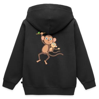 Affen - Kinder Premium Organic Zip Hoodie - Schwarz - Hinten - AI Model Kid Male (0cm)