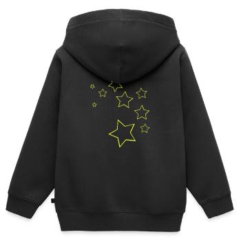 étoiles jaunes / ciel étoilé - Sweat Premium à capuche zippé enfant bio - noir - Dos - AI Model Kid Male (0cm)