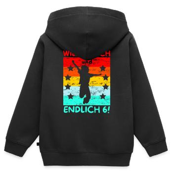 wild, frech und endlich 6! - Kinder Premium Organic Zip Hoodie - Schwarz - Hinten - AI Model Kid Male (0cm)