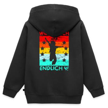wild, frech und endlich 4 - Kinder Premium Organic Zip Hoodie - Schwarz - Hinten - AI Model Kid Male (0cm)