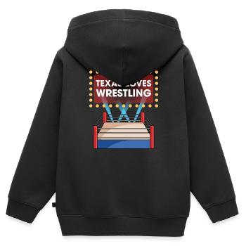 Conception de lutte au Texas pour les fiers fans du Texas - Sweat Premium à capuche zippé enfant bio - noir - Dos - AI Model Kid Male (0cm)