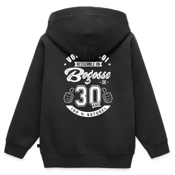 Bogosse de 30 ans anniversaire 30 ans - Sweat Premium à capuche zippé enfant bio - noir - Dos - AI Model Kid Male (0cm)
