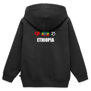 Ethiopia Football Shirt - Ethiopia Soccer Jersey - Kids Premium Organic Zip-up Hoodie - black - Back - AI Model Kid Male (0cm)