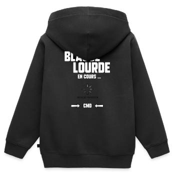 Blague lourde en cours… - Sweat Premium à capuche zippé enfant bio - noir - Dos - AI Model Kid Male (0cm)
