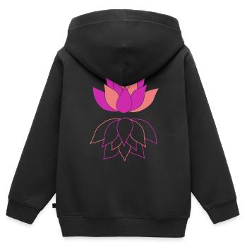Lotus mit Spiegelbild - Kinder Premium Organic Zip Hoodie - Schwarz - Hinten - AI Model Kid Male (0cm)