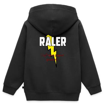 Râler c’est mon super pouvoir - Sweat Premium à capuche zippé enfant bio - noir - Dos - AI Model Kid Male (0cm)