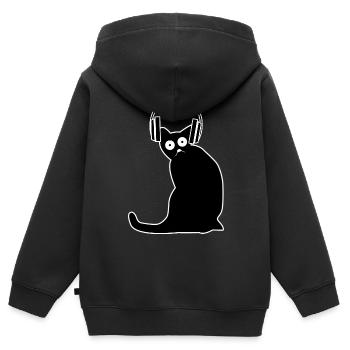 Katze Gaming Headset - Kinder Premium Organic Zip Hoodie - Schwarz - Hinten - AI Model Kid Male (0cm)