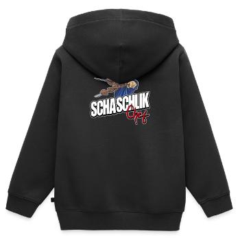 Schaschlik Fleisch Spieße Grillen BBQ Geschenkidee - Kinder Premium Organic Zip Hoodie - Schwarz - Hinten - AI Model Kid Male (0cm)
