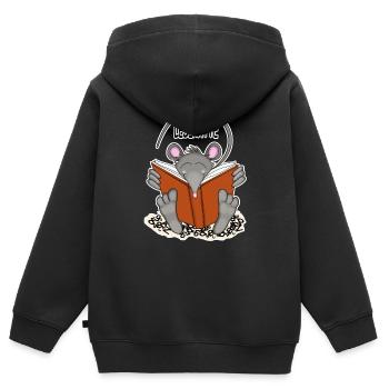 Leseratte - Kinder Premium Organic Zip Hoodie - Schwarz - Hinten - AI Model Kid Male (0cm)