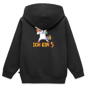 Ich bin 5 - Kinder Premium Organic Zip Hoodie - Schwarz - Hinten - AI Model Kid Male (0cm)