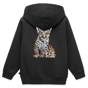 Jaguar Baby - Sweat Premium à capuche zippé enfant bio - noir - Dos - AI Model Kid Male (0cm)